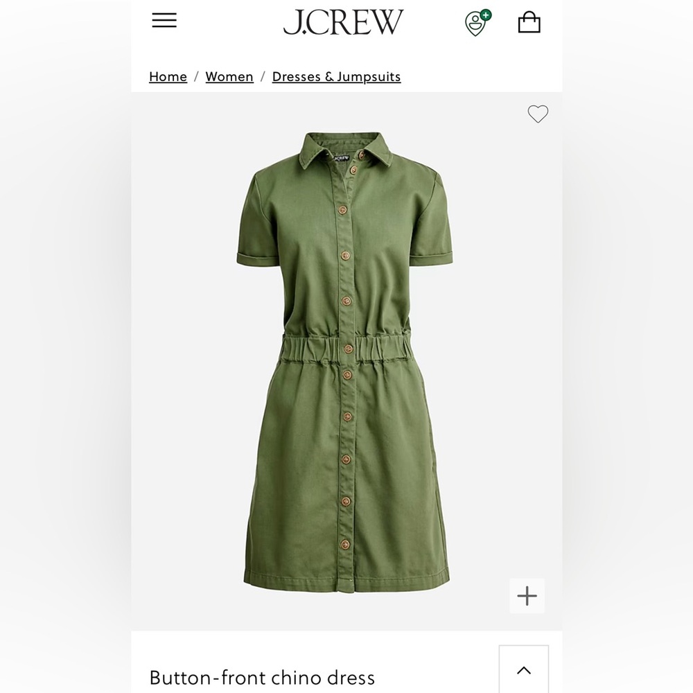 J.CREW Button-Front Chino Dress - Utility Green